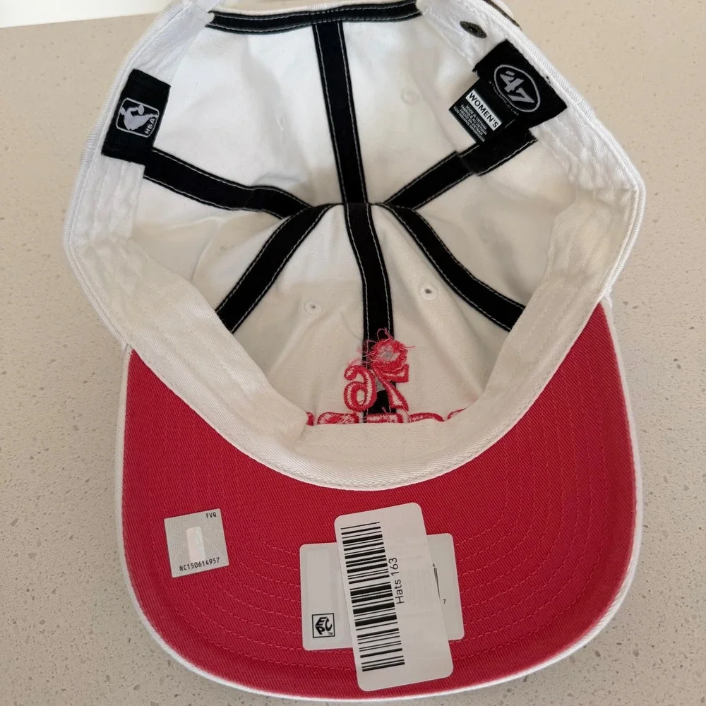 47 Brand Philadelphia 76ers Womens Clean Up Adjustable Hat White Pink NBA Cap